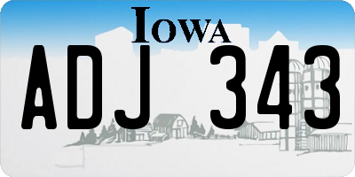 IA license plate ADJ343