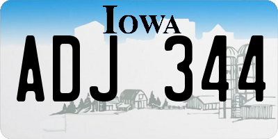 IA license plate ADJ344