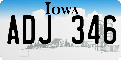 IA license plate ADJ346