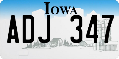 IA license plate ADJ347