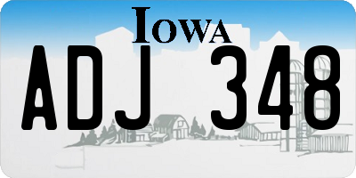 IA license plate ADJ348