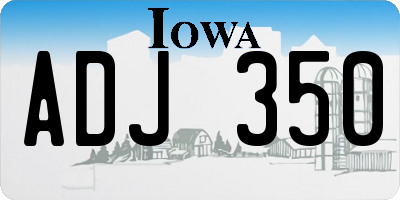 IA license plate ADJ350