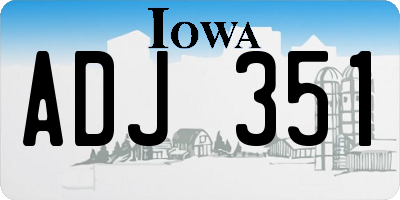 IA license plate ADJ351