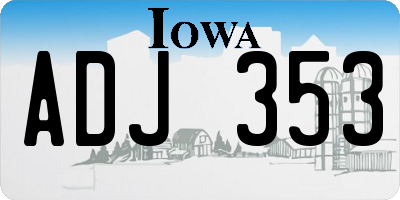 IA license plate ADJ353