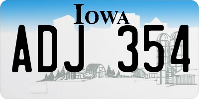 IA license plate ADJ354