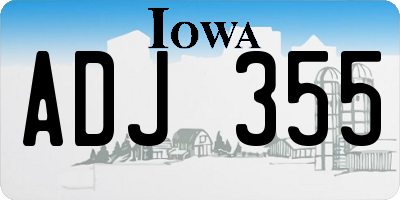 IA license plate ADJ355