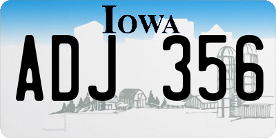 IA license plate ADJ356
