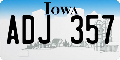 IA license plate ADJ357