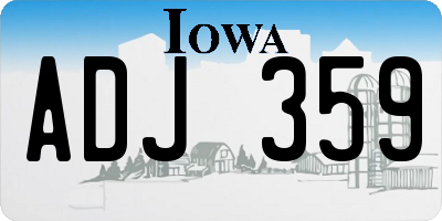 IA license plate ADJ359