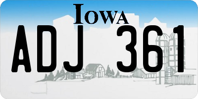 IA license plate ADJ361