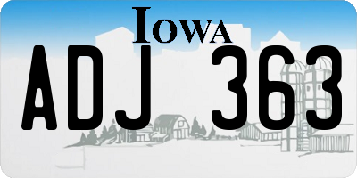 IA license plate ADJ363