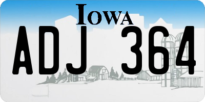 IA license plate ADJ364
