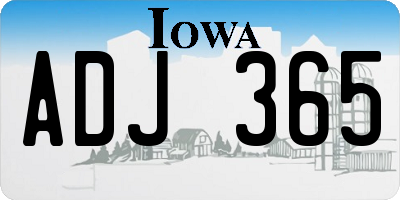 IA license plate ADJ365