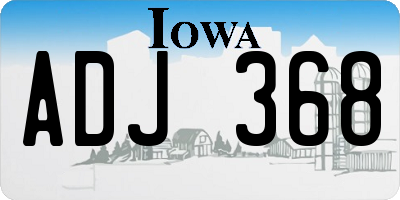 IA license plate ADJ368