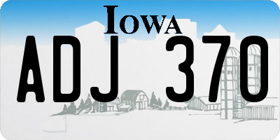 IA license plate ADJ370