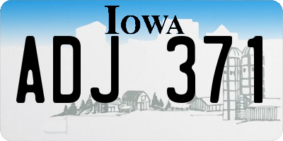 IA license plate ADJ371