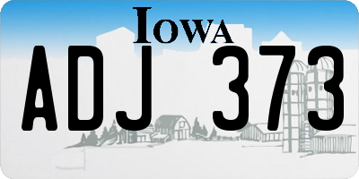IA license plate ADJ373