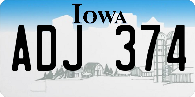 IA license plate ADJ374