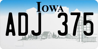 IA license plate ADJ375