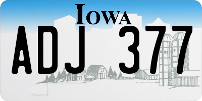 IA license plate ADJ377