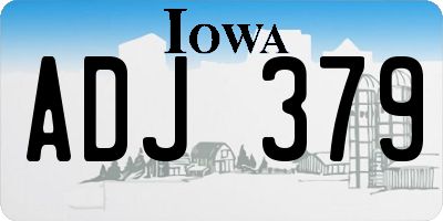 IA license plate ADJ379