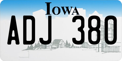 IA license plate ADJ380