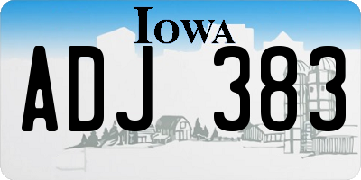 IA license plate ADJ383