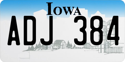 IA license plate ADJ384