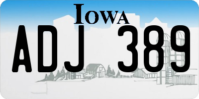 IA license plate ADJ389