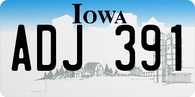 IA license plate ADJ391