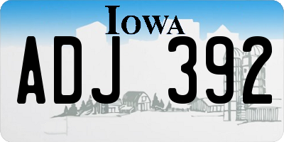 IA license plate ADJ392