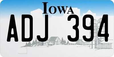 IA license plate ADJ394