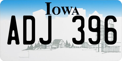 IA license plate ADJ396