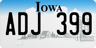 IA license plate ADJ399