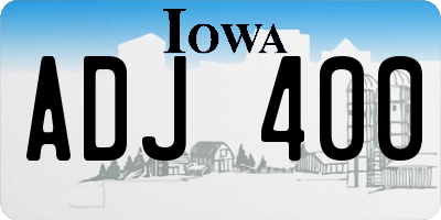 IA license plate ADJ400
