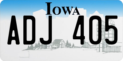 IA license plate ADJ405