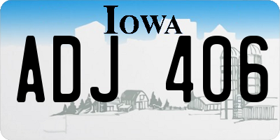 IA license plate ADJ406