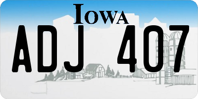IA license plate ADJ407