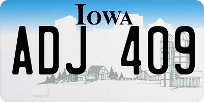 IA license plate ADJ409
