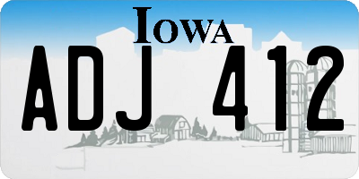 IA license plate ADJ412