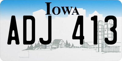 IA license plate ADJ413