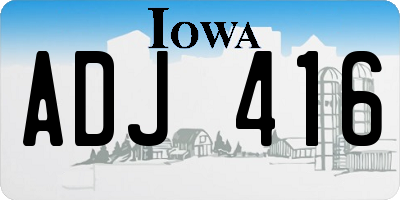IA license plate ADJ416