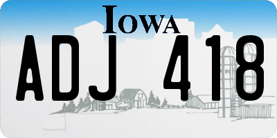 IA license plate ADJ418