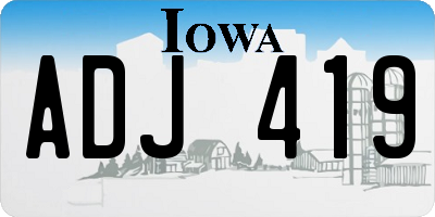 IA license plate ADJ419