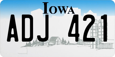 IA license plate ADJ421
