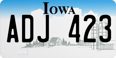 IA license plate ADJ423