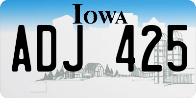 IA license plate ADJ425
