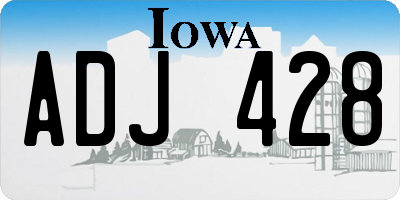 IA license plate ADJ428