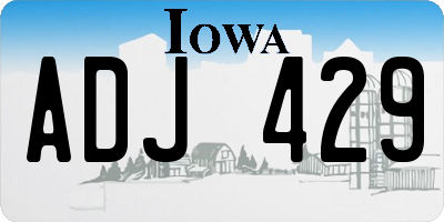 IA license plate ADJ429