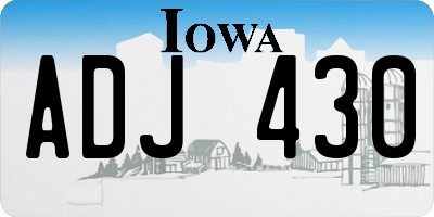 IA license plate ADJ430